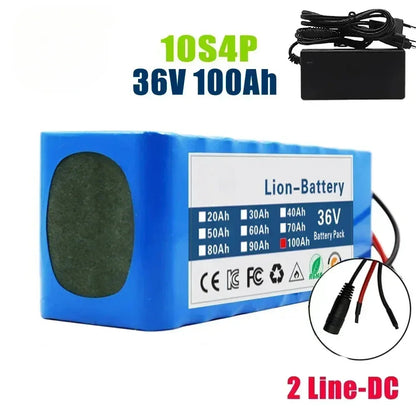 10S4P 36V 100Ah Rechargeable Batteries Li-ion Scooter Battery Pack for E-bike