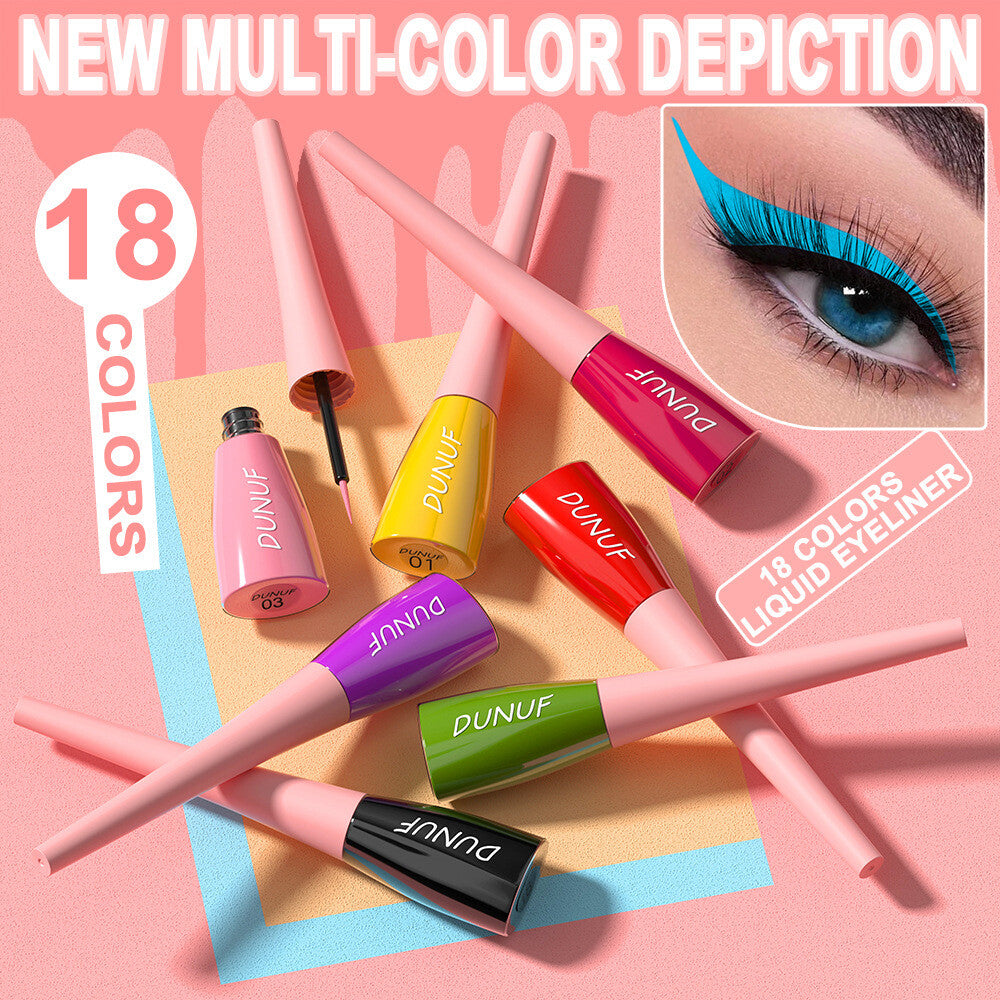 8Color Waterproof Liquid Eyeliner Vibrant Longwear Smudge-Proof Makeup for Women