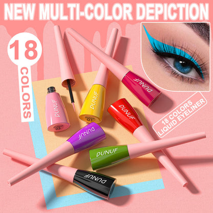 8Color Waterproof Liquid Eyeliner Vibrant Longwear Smudge-Proof Makeup for Women