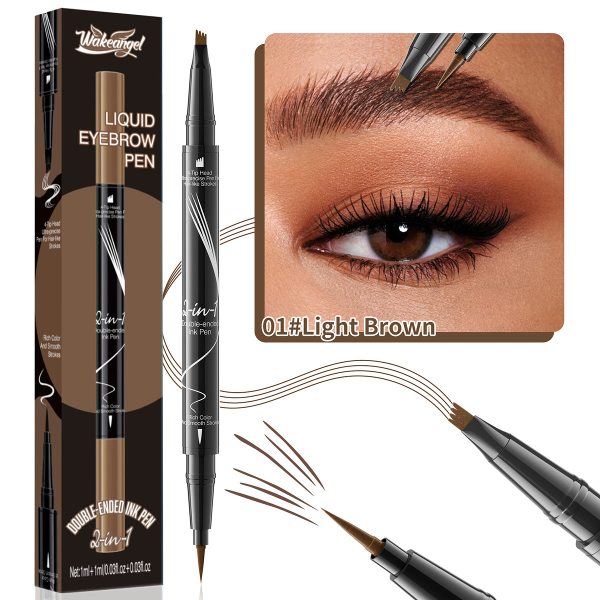 4 Forked Tip Eyebrow Liner Eyes Makeup for Women Waterproof No Fading