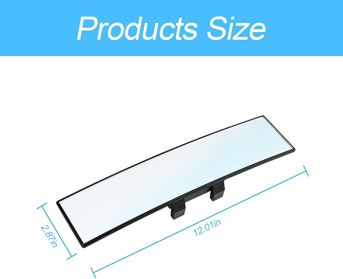 Car Rearview Mirrors, Shock Resistant Interior Clip-on Panoramic Rear View 12in