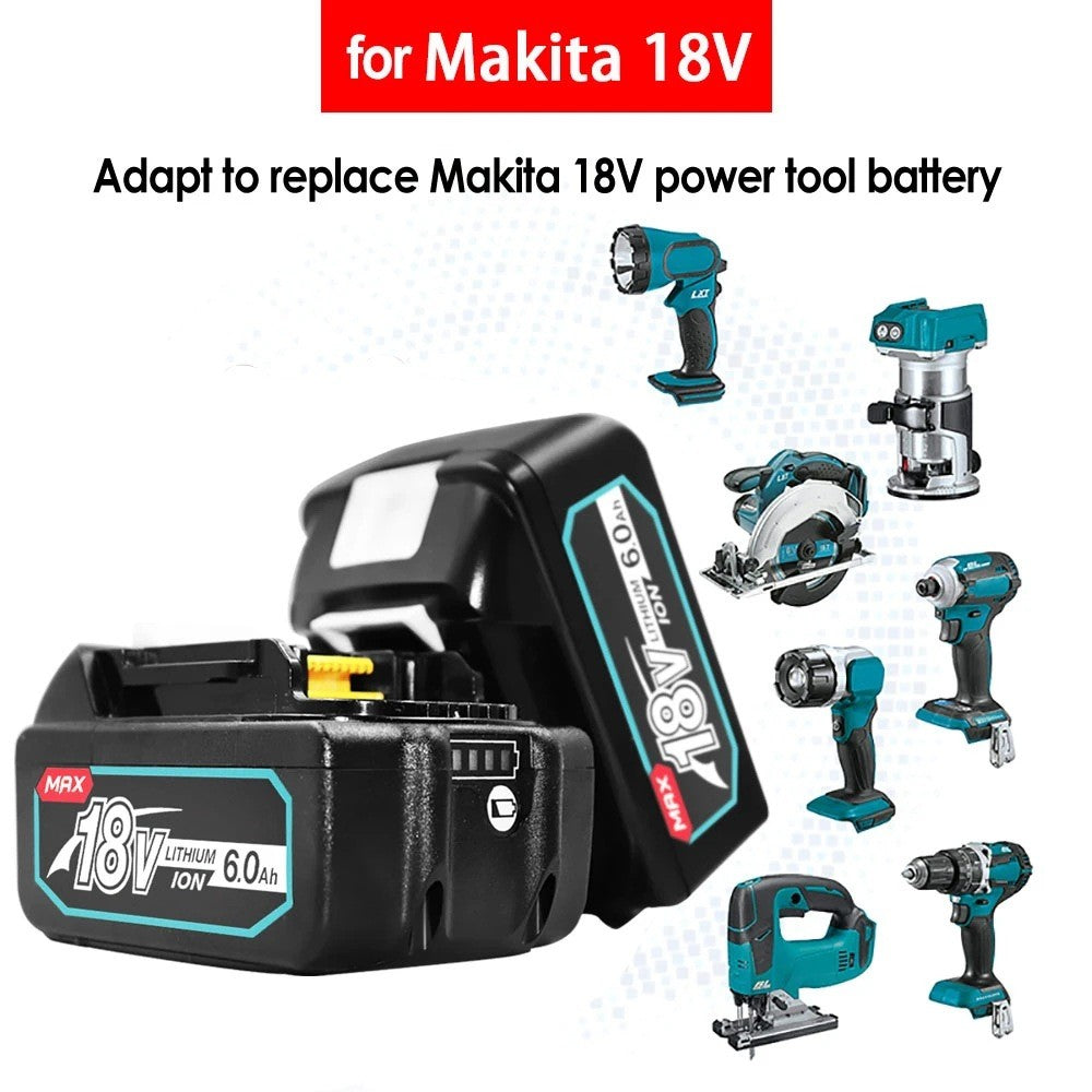 Compatible with Makita BL1860 BL1830 18V 6.0Ah Li-ion Battery for Power Tools