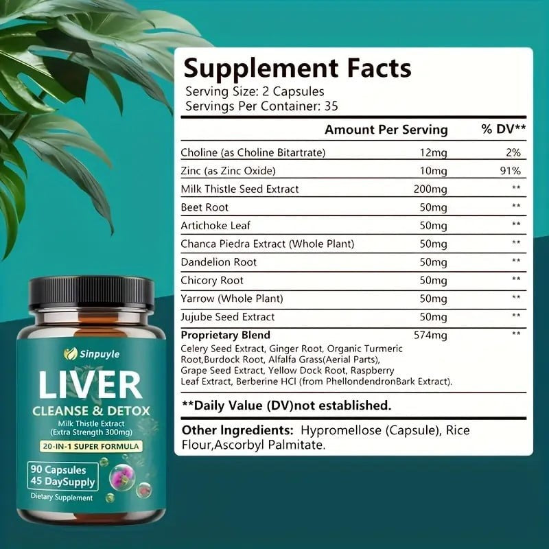 Sinpuyle Liver Cleanse & Detox Supplement-1 Bottle 90 Capsules (45 Day Supply)