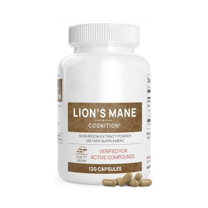 Organic Lions Mane Capsules for Cognitive Function Nerve Health 120 Count