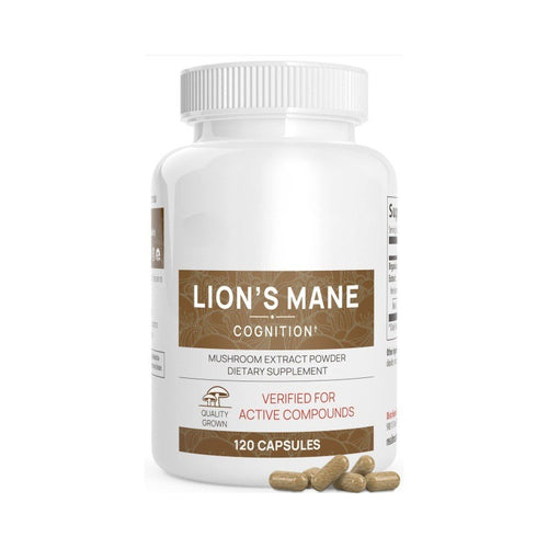 Organic Lions Mane Capsules for Cognitive Function Nerve Health 120 Count