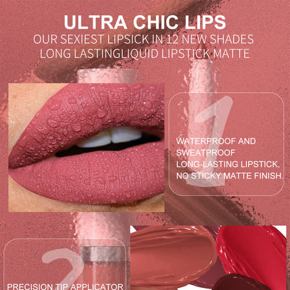 2-in-1 Lip Liner & Lipstick – Velvet Matte, Waterproof, Long Lasting Lip Gloss
