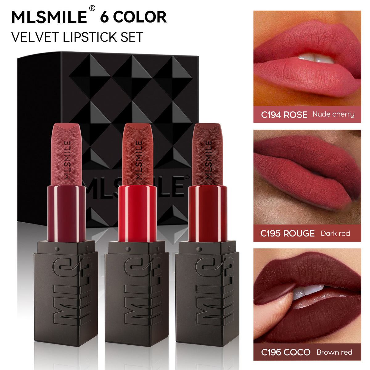 3pcs Matte Lipstick Set for Women - Velvety Nude Colors, Hydrating Long Lasting