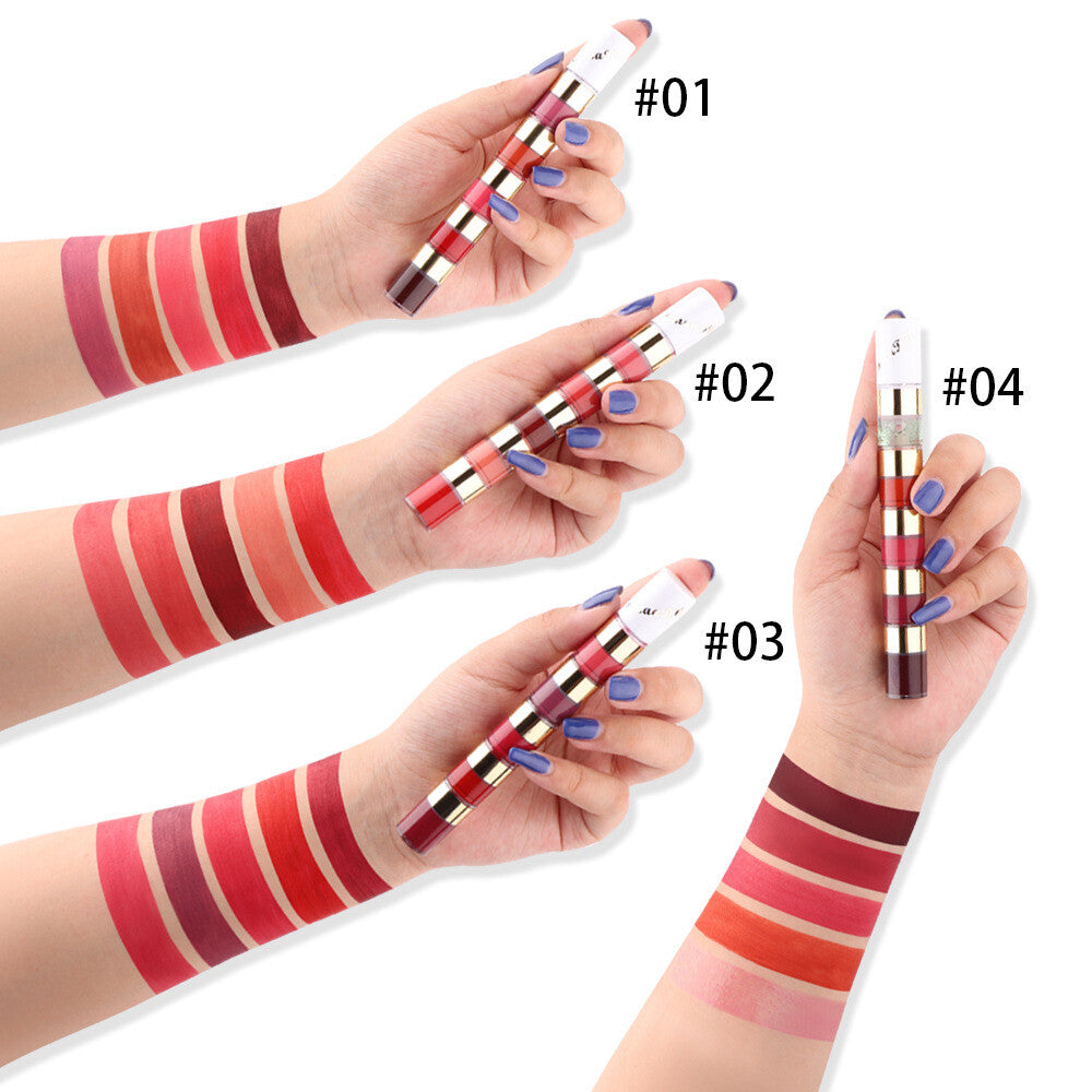 5 Colors 5 in 1 Liquid Lipstick Magic Lip Gloss Matte & Waterproof Long Lasting