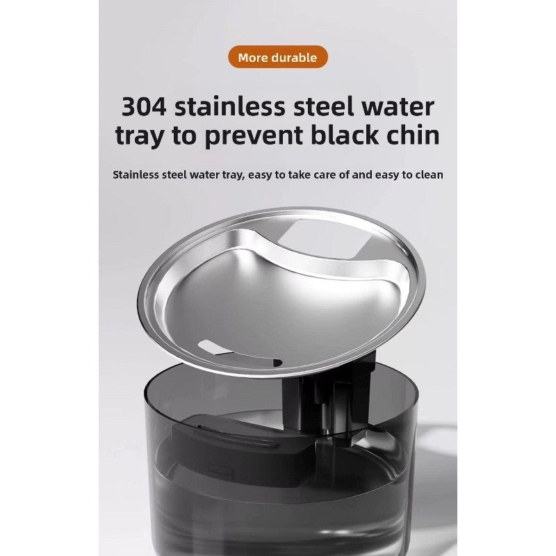 PetFlow Stainless Steel Cat Water Fountain, Cordless Auto Circulation Large