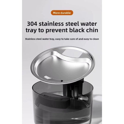PetFlow Stainless Steel Cat Water Fountain, Cordless Auto Circulation Large