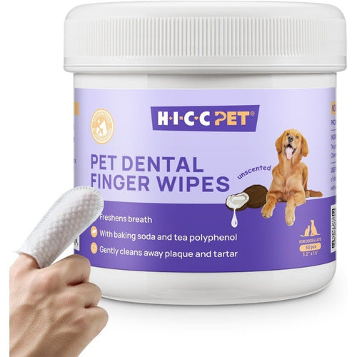 Pet Teeth Cleaning Finger Wipes for Dogs & Cats to Reduce Plaque & Tartar