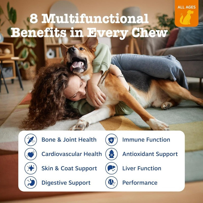 Dog Multivitamin Chews for Hip & Joint, Skin & Coat Health with Omega 3