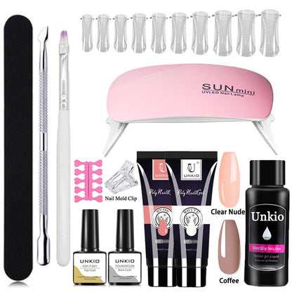 Poly Nail Gel Set with Nail Art Tool Kit LED Lamp full Manicure Quick Extension