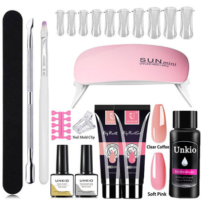 Poly Nail Gel Set with Nail Art Tool Kit LED Lamp full Manicure Quick Extension