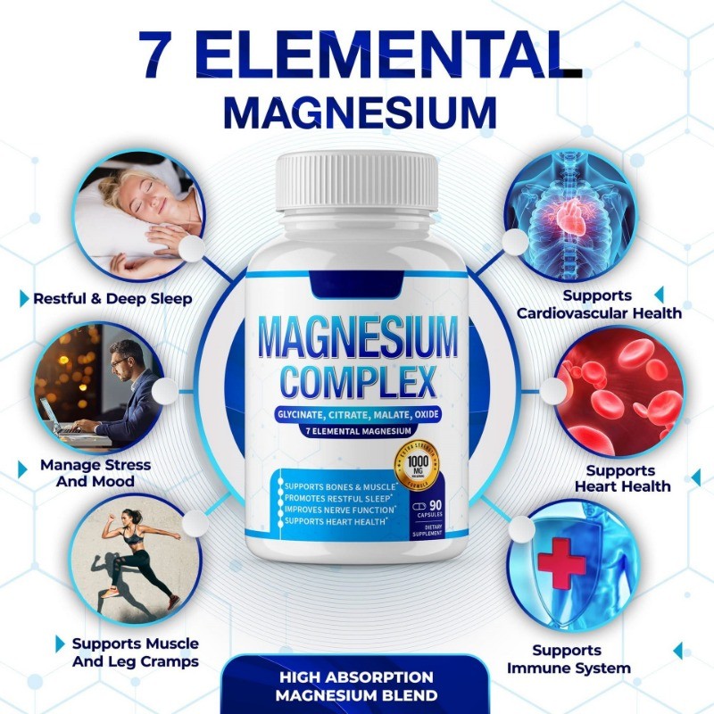 Magnesium Glycinate Capsules Stress Relief and Muscle Support Complex
