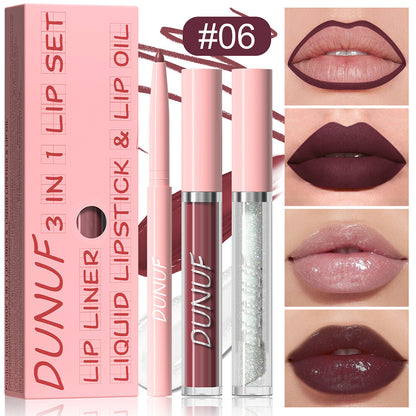 3-in-1 Lip Liner + Lips Gloss + Lip Oil 💄 Matte & Shimmer 🌸 Long Lasting