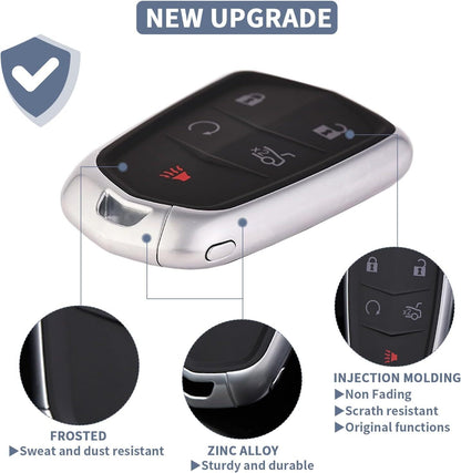 5 Button Car Key Fob Shell Pad Cover for Cadillac Keyless Entry Remote Pad Cover