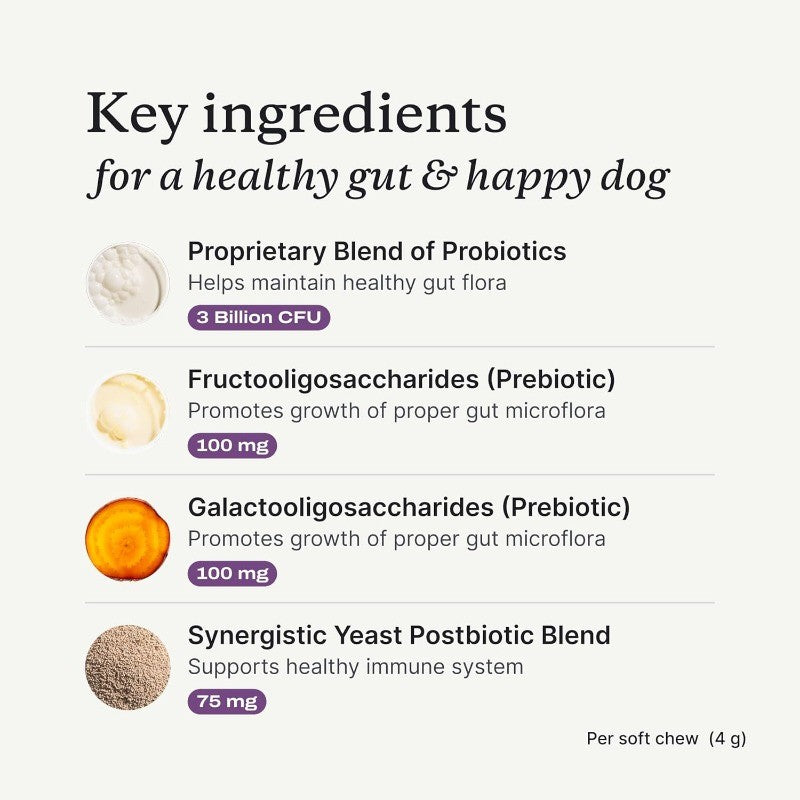 Dog Probiotic Soft Chews for Gut Health, Diarrhea & Allergy Relief, Salmon 30 Ct