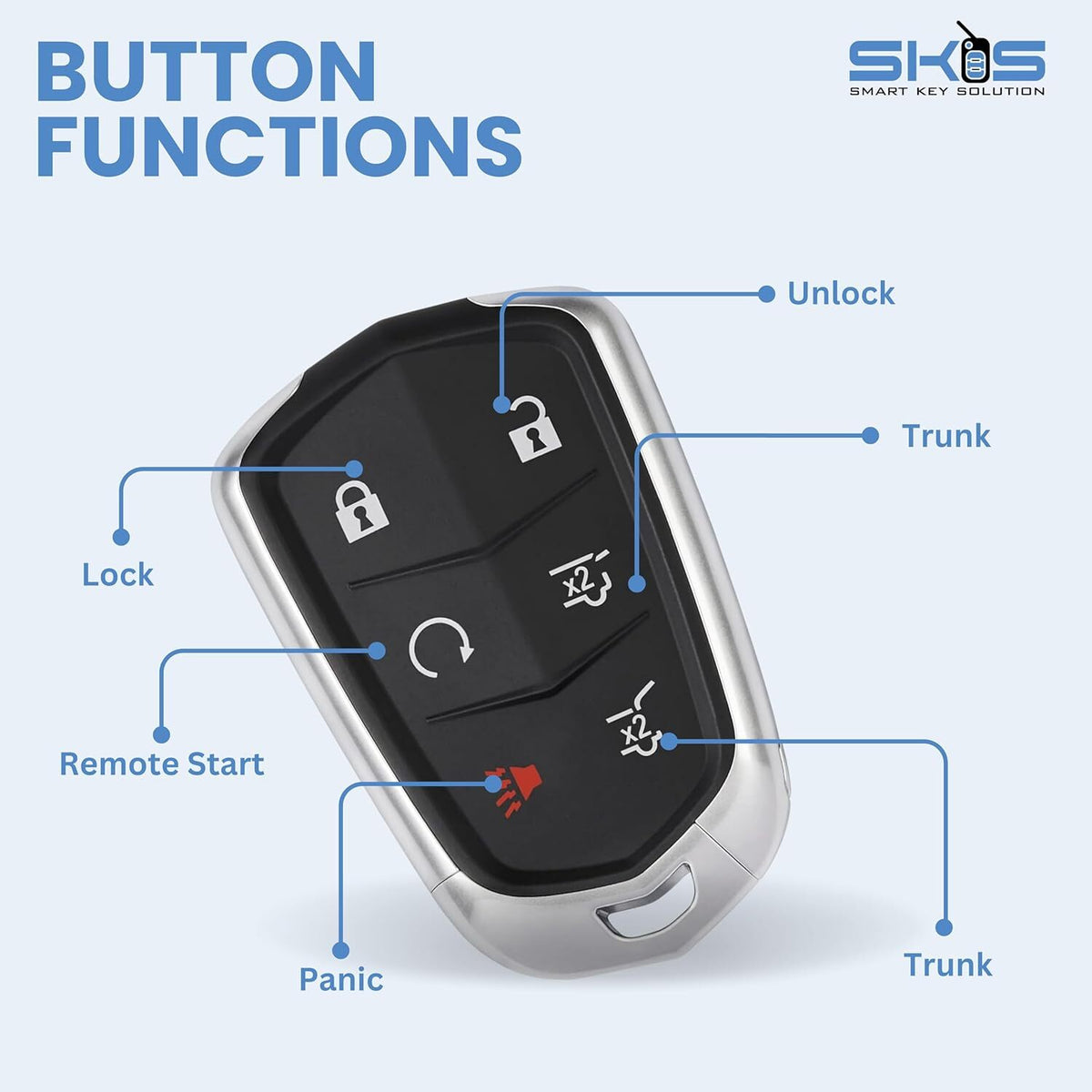 Key Fob Shell Case Replacement Fits for Cadillac Escalade ESV Remote Control