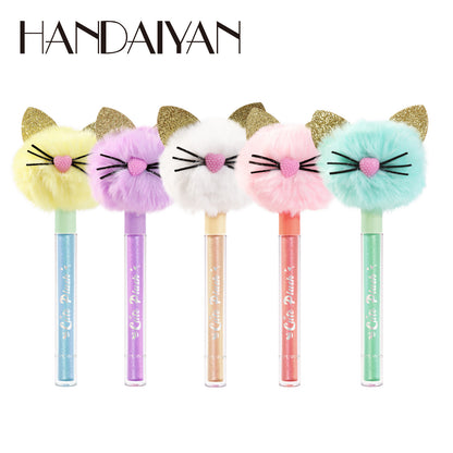 Fuzzy Cat Lip Gloss - Shimmery Jelly Shine, Mirror Glossy Finish Liquid Lipstick