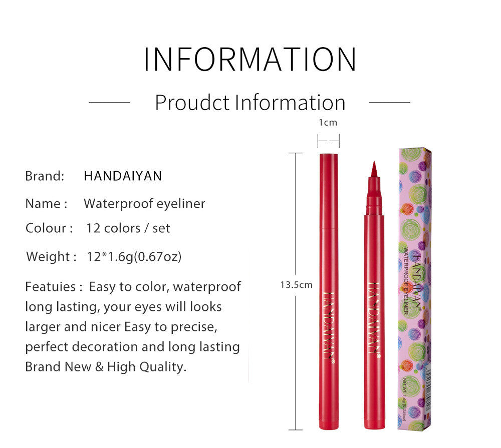 Colorful Eyeliner Eye Pencils - Ultra-Fine Tip, Waterproof, Smudge-Proof