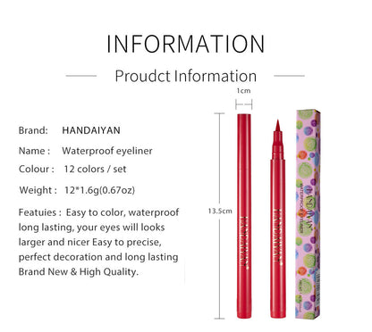 Colorful Eyeliner Eye Pencils - Ultra-Fine Tip, Waterproof, Smudge-Proof