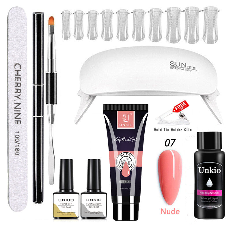 Poly Nail Gel Set with LED Lamp full Manicure Set Building for Nail Art Tool Kit