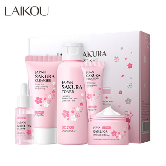 Skin Care Sets 5pcs Gift Box with Cleanser Eye Mask Toner Serum Essence Cream