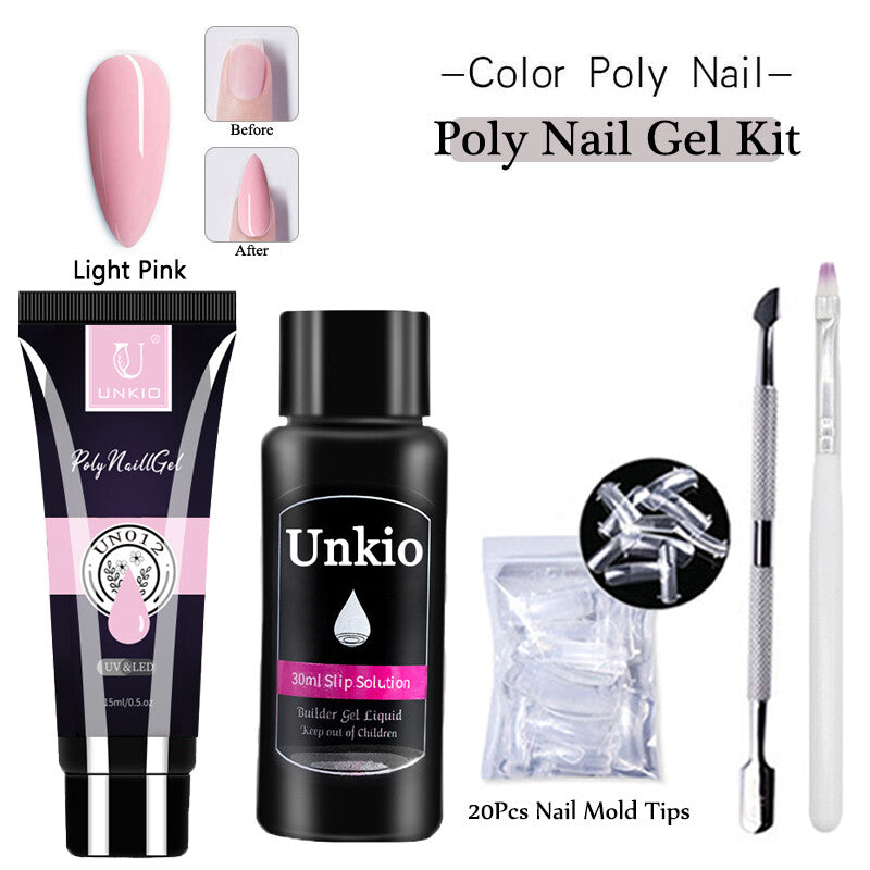 Acrylic Extension Poly Nail Gel Kit Quick Building Complete Tools Brush Form Set