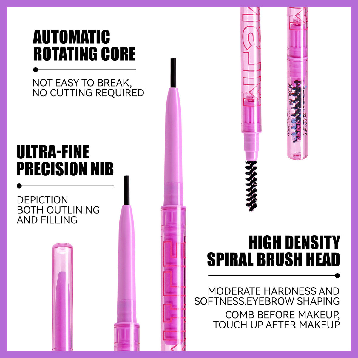 Ultra-Fine Dual Brow Pencil Eyebrow Liner Waterproof Smudge-Proof Natural