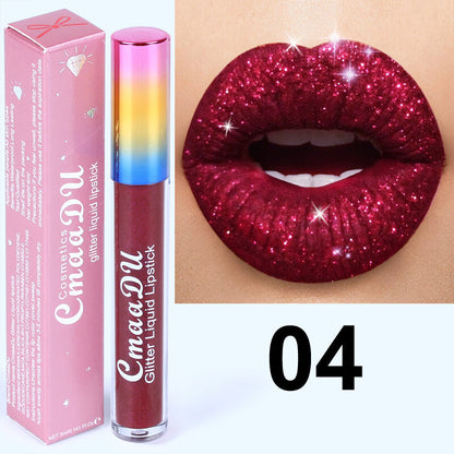 Diamond Sparkle Lip Gloss - Iridescent Shine, Glitter Lipstick, High Shine