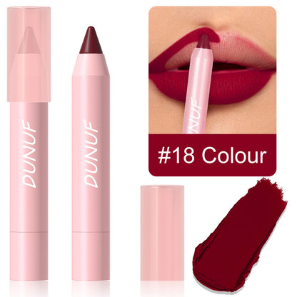 18-Color Matte Lip Pencil Gloss - Waterproof Long Lasting Smudge Proof Non-Stick