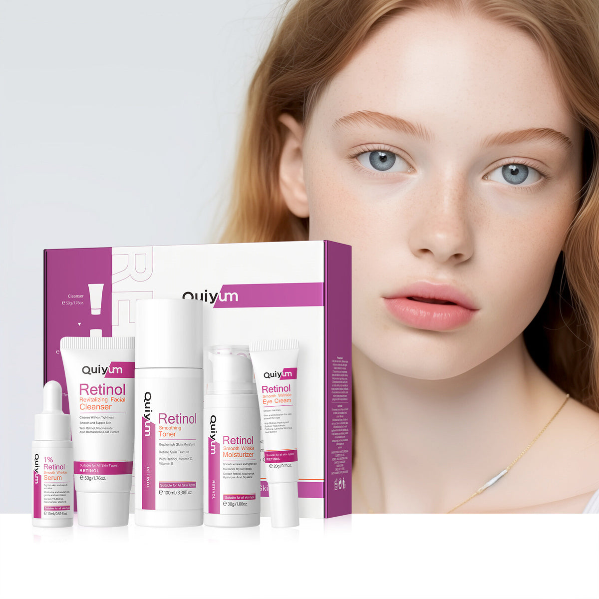 Skin Care Sets 5pcs Gift Box Retinol Cleanser Toner Serum Moisturizer EyeCream