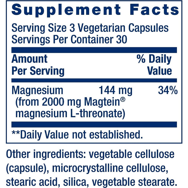 Magnesium L Threonate Capsules 90ct for Brain Memory and Cognitive Support