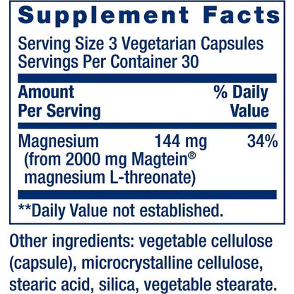 Magnesium L Threonate Capsules 90ct for Brain Memory and Cognitive Support