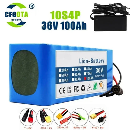 10S4P 36V 100Ah Rechargeable Batteries Li-ion Scooter Battery Pack for E-bike
