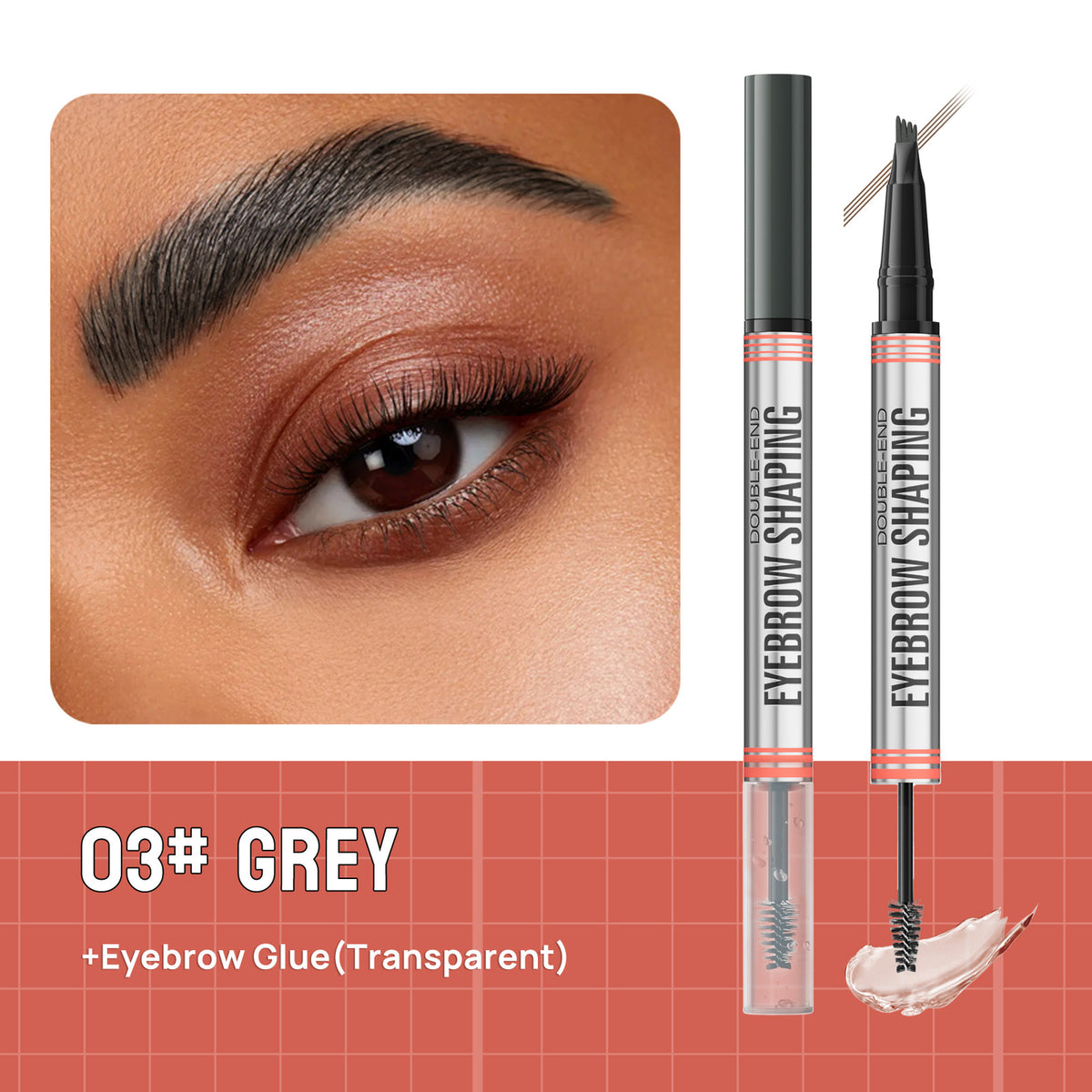 2in1 Forked Liquid Brow Pen Eyebrow Liner - Natural Hair Strokes, Waterproof