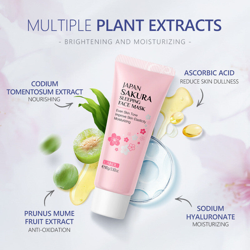 80g Cherry Blossom Water Sleeping Mask Moisturizing Cleansing