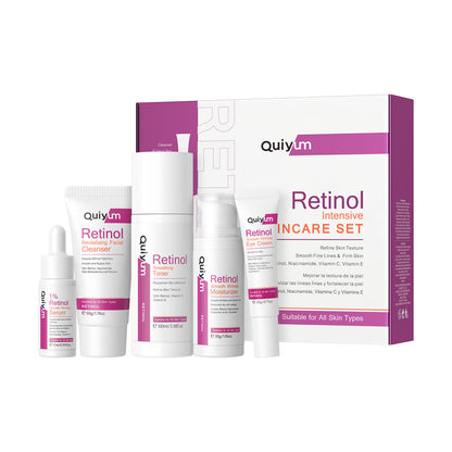 Skin Care Sets 5pcs Gift Box Retinol Cleanser Toner Serum Moisturizer EyeCream