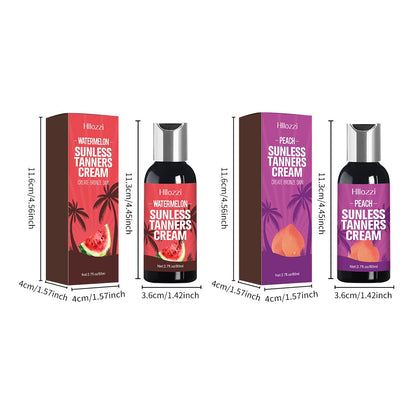 Peach & Watermelon Self-Tanning Lotion - Sunless Bronzer, Hydrating Dark Tan