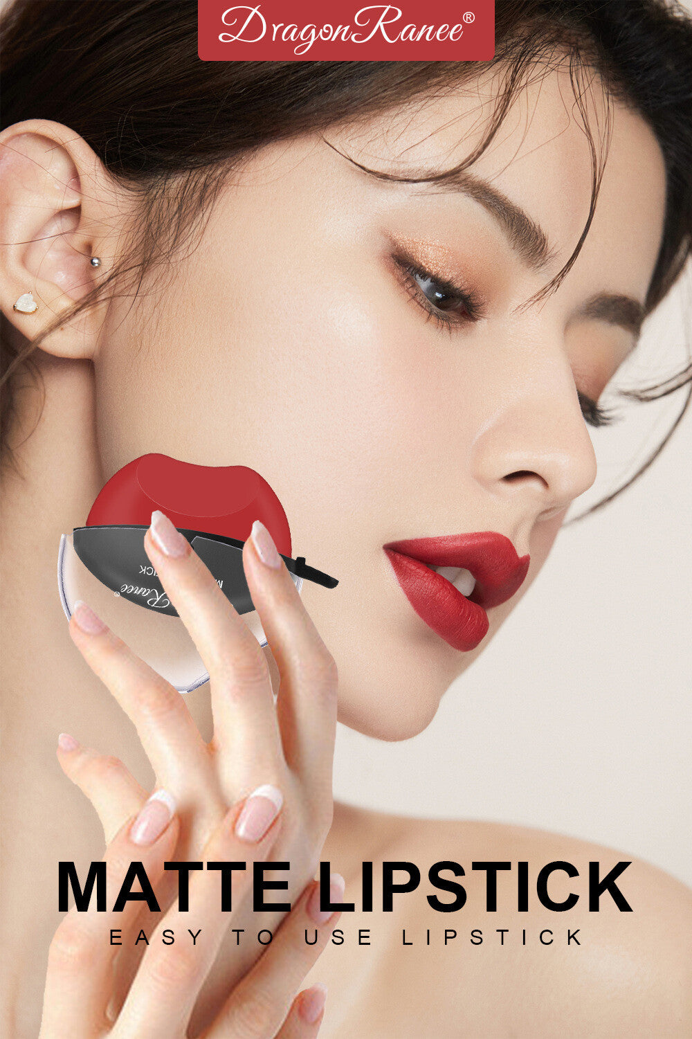 Lip-Shaped Matte Velvet Lipstick - Long Lasting Red (Easy Apply) Waterproof