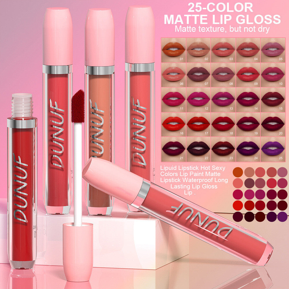 Matte Velvet Liquid Lipstick 25 Colors Lip Gloss Waterproof Non-Sticky