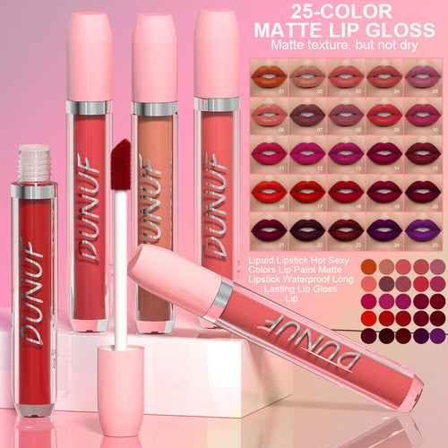 Matte Velvet Liquid Lipstick 25 Colors Lip Gloss Waterproof Non-Sticky