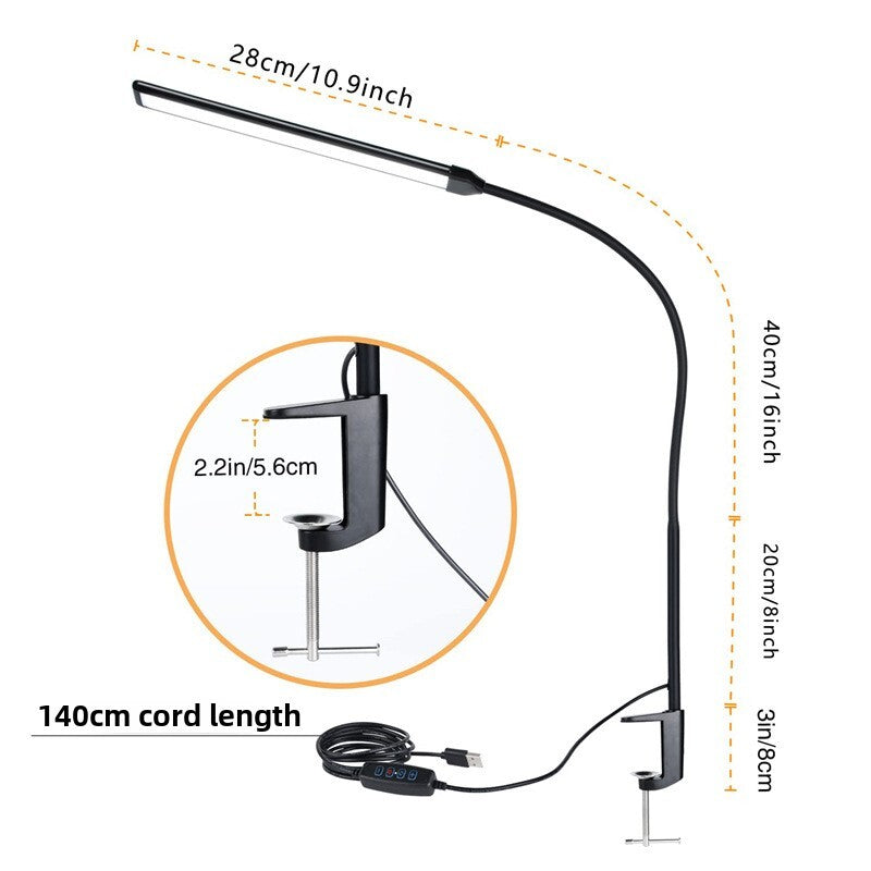 LED Table Lamp long arm gooseneck clip lamp office desk dormitory reading lamp