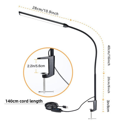 LED Table Lamp long arm gooseneck clip lamp office desk dormitory reading lamp