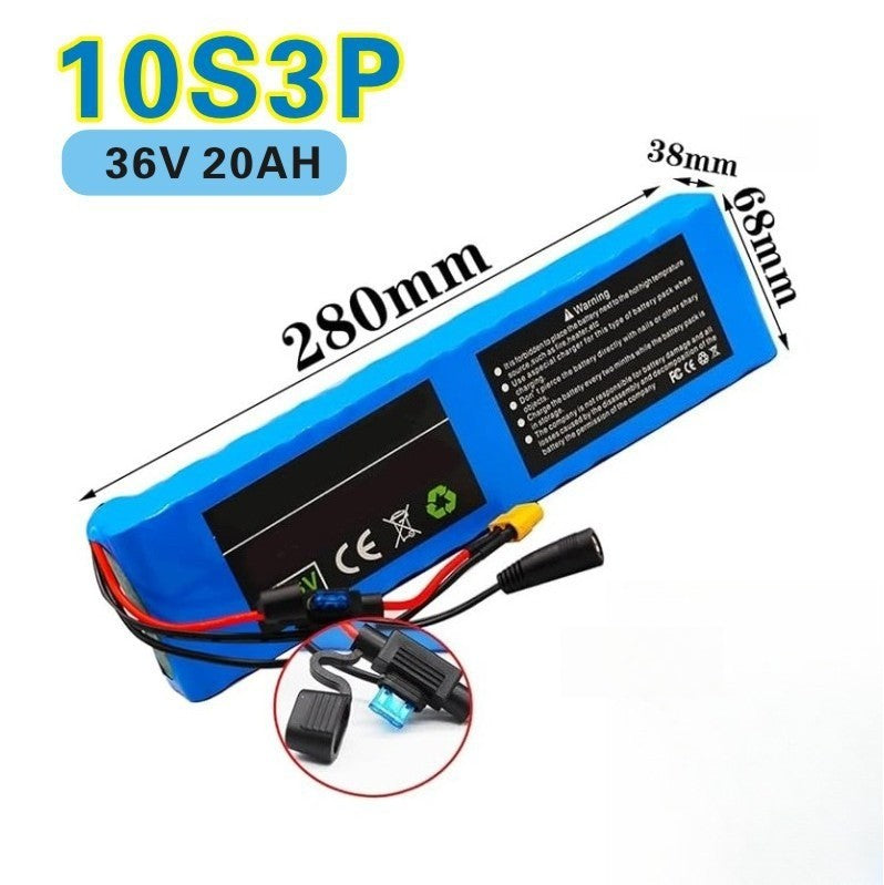 36V 20Ah 10S3P Li-ion Battery Pack with Fuse Protection for E-Motorcycle