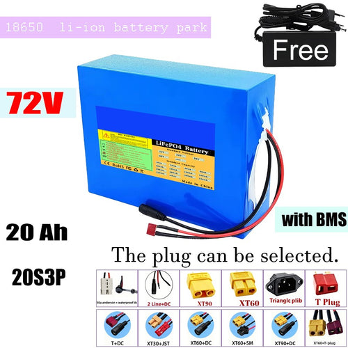 72V 20Ah 20S3P Li-ion Battery High Capacity with BMS for E-Bike E-Scooter