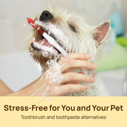 Pet Teeth Cleaning Finger Wipes for Dogs & Cats to Reduce Plaque & Tartar