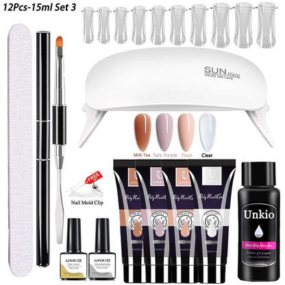 Poly Nail Gel Set 6W LED Lamp Full Manicure Quick Extension Nails Building Tool