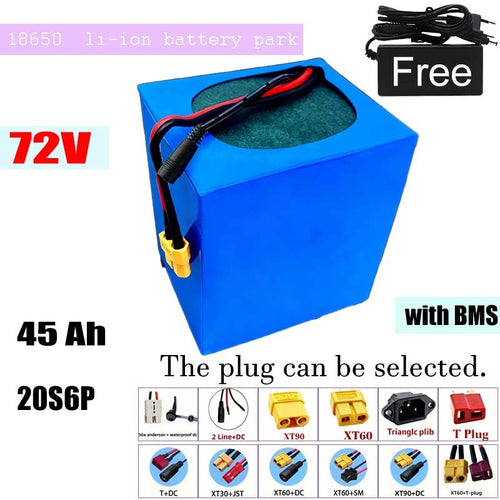 72V 45Ah 20S6P High Capacity Li-ion Battery with BMS for E-Bike Motorcycle